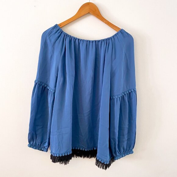 Tory Burch Sylvie Silk Peasant Blouse, Size 10 - Picture 3 of 6